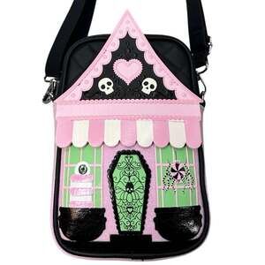 Bath & Body Works Bag Pastel Goth Spooky House Faux Leather Pink Black